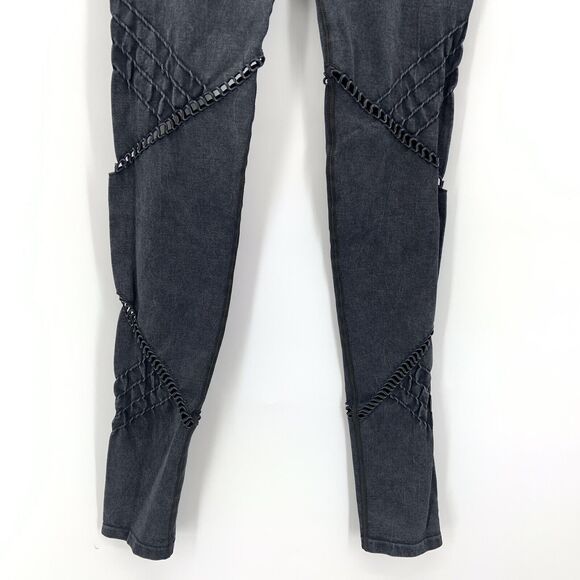 SOUL BY SOULCYCLE Seamless Leggings Womens XS Cutout Grey Distressed Cycling Gym - Picture 3 of 9